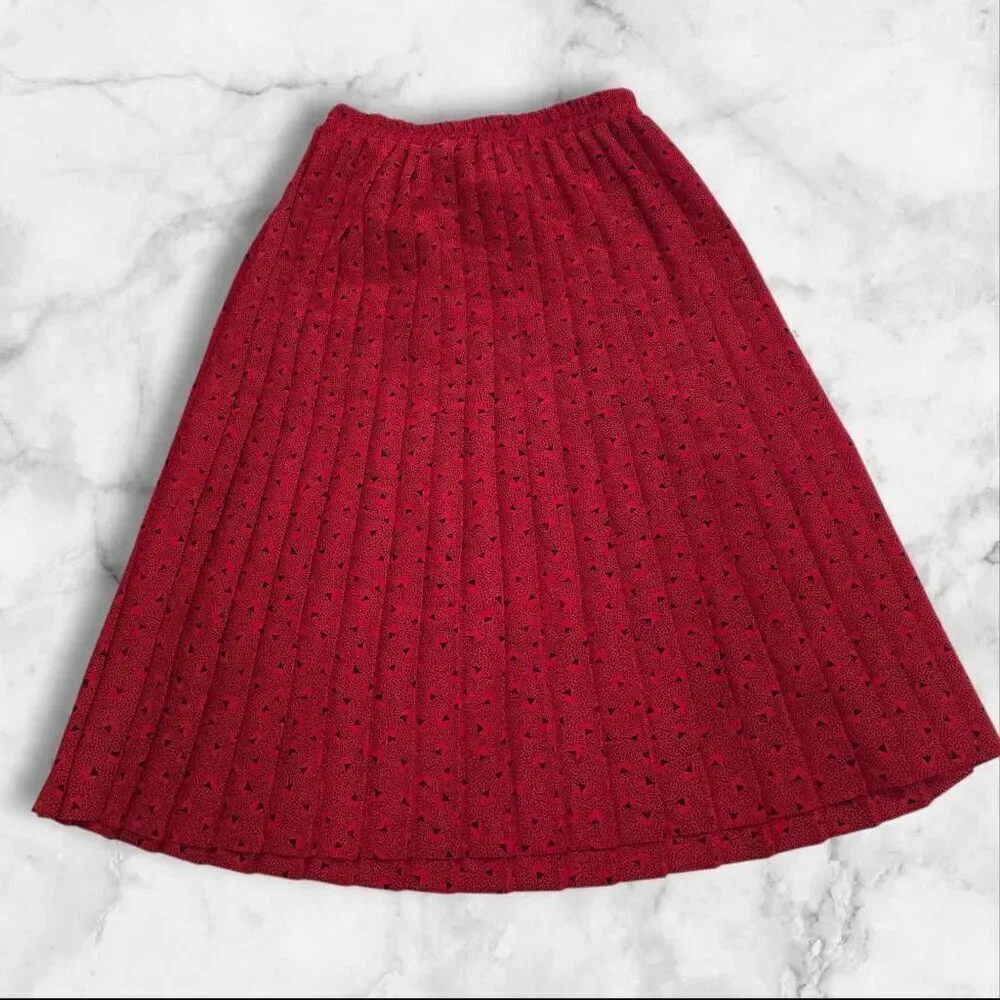 Andrea Gayle Vintage Red Pleated Skirt Size Medium